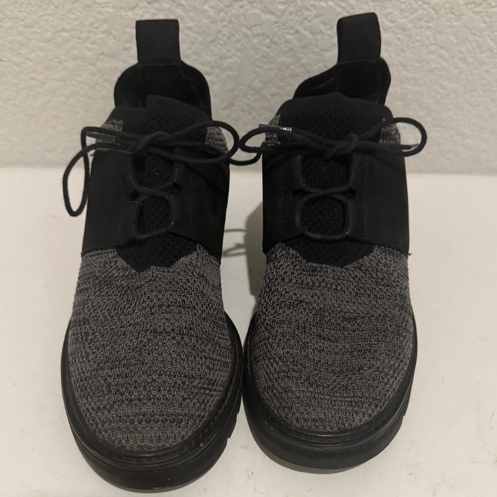 Eileen Fisher Wilson Knit Black Graphite Gray Lace Up Platform Wedge Sneaker 7.5